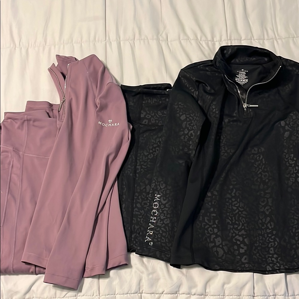 Mochara light purple and Black Quarter-Zip Tops girls equestrian riding sets